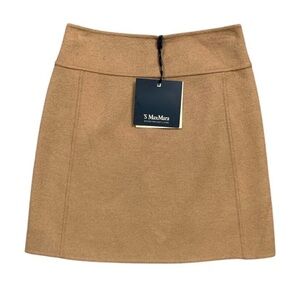 S MaxMara Skirt Womens 0 Brown Wool Angora Blend Cucito A Mano Alice Zip Mini